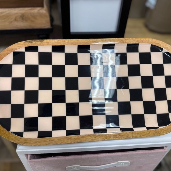Other - Checkered Black and Cream oval Tray